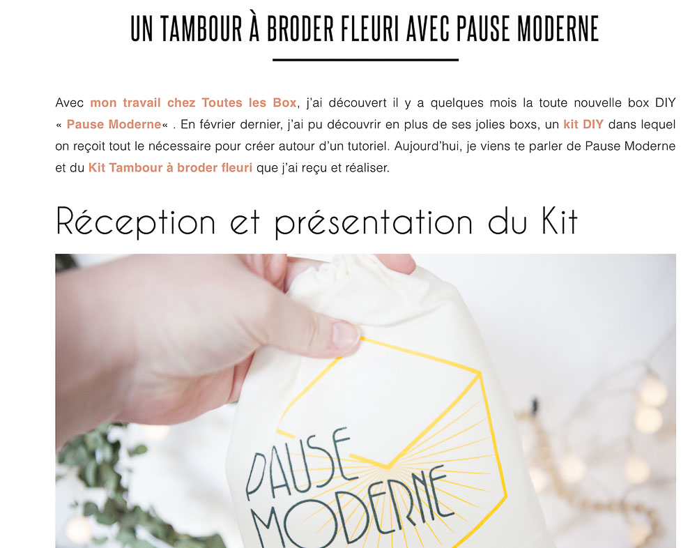 PAUSE MODERNE - article presse blog plume et picoti kit tambour_