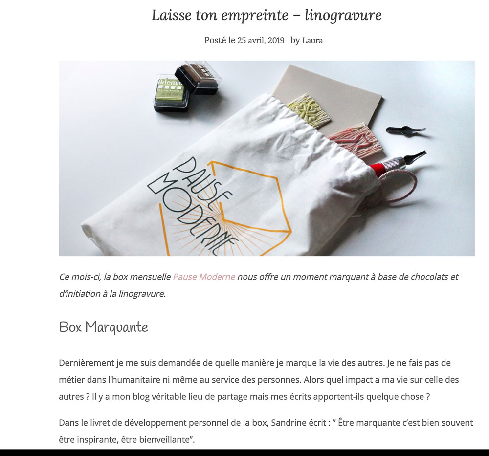 PAUSE MODERNE - Article Chalamoda linogravure_
