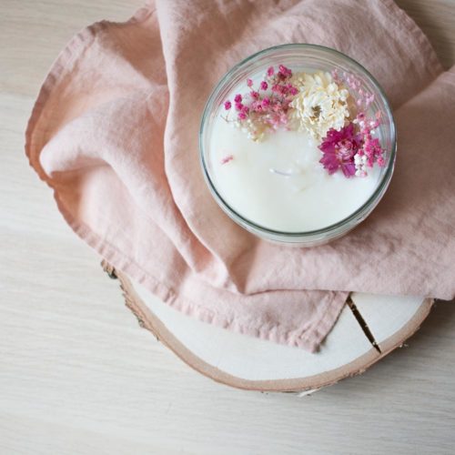 Kit DIY – Fabriquer sa bougie avec des fleurs séchées