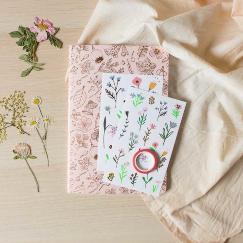 Carnet "fleurs & stickers"