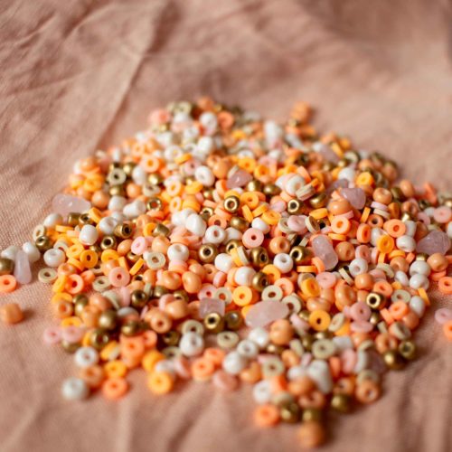 Mini kit Rosa – perles heishi et quartz – 50g