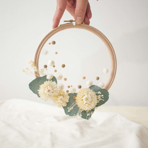 KIT DIY – Créer son tambour de fleurs séchées bohème
